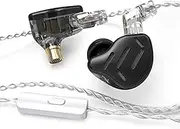 Linsoul KZ Zax 1DD+7BA Hybrid Driver HiFi in-Ear Earphones with Zin Alloy Shell, Detachable 2 Pin 0.75mm OFC Cable (Black, with mic)