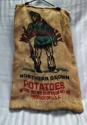 Vtg North Country Northern Grown California Potatoes Burlap 50Lb Bag 34x29" #50