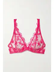 [I.D. SARRIERI] I.D. SARRIERI - + Net Sustain Lolita Embroidered Tulle Underwired Triangle Bra - Pink - 36B 36 B Pink