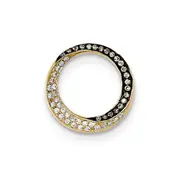 14K Yellow Gold Champagne/White Real Diamond Circle Pendant