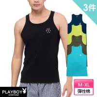 在飛比找momo購物網優惠-【PLAYBOY】3件組 LOGO親膚舒適彈性棉背心-速(多