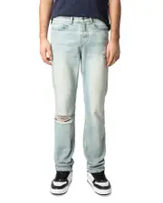 Zadig & Voltaire John Distressed Straight Fit Jeans in Light Blue
