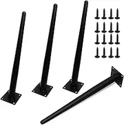 Table Legs, Metal Furniture Legs Replacement for Coffee Tables, Chairs, Cabinets, Desks, Black (16inch / 40cm)