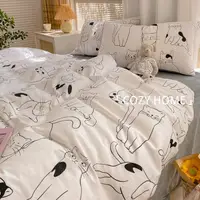 在飛比找蝦皮商城精選優惠-COZY HOME 貓咪床包組 牛奶絨床包 純棉刷毛四件組 