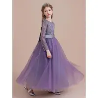 在飛比找ETMall東森購物網優惠-蓬蓬紗紫色長袖圣誕節花童禮服