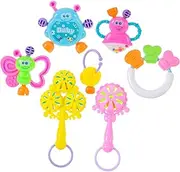 Toyvian 7PCS Cartoon Rattle Playthings Multi Purpose Soothing for Development Comfortable Grip Design Safe Material Supplies for Fun and Learning