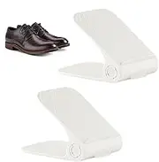Adjustable Shoe Holder,Double Deck Shoe Storage Organizer - Folding Closet Shoe Organizer, 2X Shoe Storage Holders for Closet Cabinet Storage