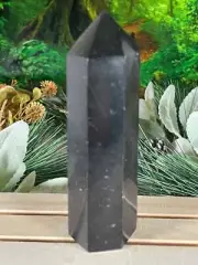 Tower - Black Tourmaline Jasper Natural Stone Quartz Crystal Obelisk Point - 352