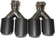 One Pair Y Model Matt Carbon Exhausts Dual End Tips Compatible For BMW Compatible For VW Compatible For Benz For Ak Exhaust Dual Muffler tips Tail Tips(ID 57mm-OD 114mm)
