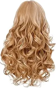 MUSISALY Water Wave Wig Bangs Long Curly Wig Artificial Fiber Decorative Headwear for Parties Daily Use