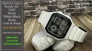 White/Black Mod Case & Strap for Casio World Time Royale AE-1200 NO WATCH