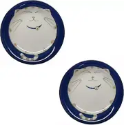 2 Pack Blue Round Porcelain 7.75 inch Plate Maneki Neko Cat Made in Japan 2565x2