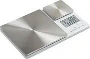 KitchenAid KQ909 Dual Platform Digital Kitchen and Food Scale, 11 Pound Capacity and Precision 16oz Capacity, White with Stainless Steel