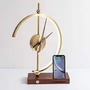 [Nogy] Desk Lamp with Wireless Charger • Desk Accessories Modern Desk Lamp with Charger • Desk Clock for Office • Desk Lamp with Clock • Art Deco Lamp • Office Desk Light • Dimmable