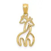 14K Yellow Gold Polished Interlocking Giraffes Pendant