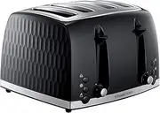 [Russell Hobbs] Honeycomb 4 Slice Toaster (Independent & Extra wide slots with high lift, 6 Browning levels, Frozen/Cancel/Reheat function, Removable crumb tray, 1500W, Black textured high gloss) 26071
