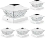 Solar Post Cap Lights 6 Pack, 2 Mode Bright 6 White