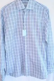 HIckey Freeman Contemporary Fit Mens Long Sleeve Button Front Shirt Checked