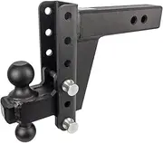 Bulletproof Hitches Trailer Hitch 2.5" Adjustable Extreme Duty (30,000lb Rating) Drop/Rise with 2" and 2 5/16 Dual Ball (Black Epoxy Powder Coat, Solid Steel) (6")