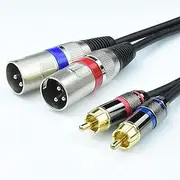 Mugteeve Dual RCA Male to Dual XLR Male Cable Adapter, 3.3FT Unbalanced L/R RCA to XLR Phono Plug Cable, Left and Right Tape Out Cord, for Mixer, Studio Monitor, Stereo HiFi Subwoofer Speaker