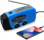 Upgraded Emergency Solar Weather Radio Hurricane Supplies Earthquake Kit Hand Crank Self Powered AM/FM/WB NOAA Wind up Survival Radios LED Flashlight 2000mAh Power Bank for iPhone Smart Phone （Blue）