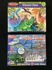 NEW 2 Floor Puzzles 4 12 piece Places & 24 pc Dinosaur by Melissa & Doug