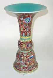CANTON GARDENS PORCELAIN TRUMPET VASE