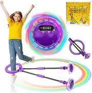 Jump Ring Foot Gyro, Children's Flashing Jump Ring, Foot Gyro, Swing Wheel with Light Wheel, Counter, Timer, Calorie Counter, Foldable Ankle Skip Ball, Gifts for Girls 6-12 Jumping Ball
