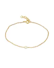 Zoe Lev 14K Yellow Gold Tiny Peace Sign Chain Link Bracelet