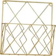 iplusmile Wall Mounted Books Storage Rack Golden Iron Books Organizer for Home Office Elegant Display Stand for Photos Magazines and Collector Items Resistant