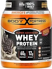 Body Fortress Super Advanced Whey Protein Powder, Cookies N’ Crème, Immune Support (1), Vitamins C & D Plus Zinc, 1.78 lbs