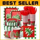 Merry Christmas 350-Piece Disposable Dinnerware Set - Easy Cleanup for 50 Guests