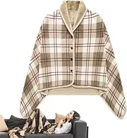 [Generic] Wearable Blanket for Adult, Wearable Blanket for Women, Poncho Throw Giant Blanket with Button Shawl, Soft and Comfortable Wearable Blanket, Exquisite Thick Loungewear for Travel and Sofa