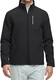 [Rouen] Mens Jacket Zipper Pockets Lightweight Performance Softshell Zip Up Water Repellent Windbreaker Golf Mens Winter Jacket