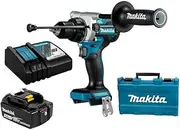 Makita 18V Brushless Hammer Driver Drill Kit with 5.0Ah Battery and Rapid Charger in Heavy Duty Case.