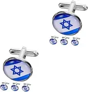 [OATIPHO] Israeli Cufflinks Men's Cufflinks National Cufflinks Word Cufflinks Cuff Links Jewish Shirt Cufflinks Tie Cuff Buttons Israel Flag Men Suit Buttons Men Cufflinks Zinc