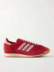 [adidas Originals] adidas Originals - Sl 72 Crochet-trimmed Shell And Suede Sneakers - Red - UK 6.5 UK 6.5 Red