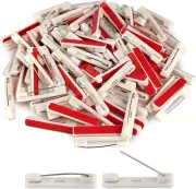 30 Pcs White Safety Pins, Badge Pins with Sticky Strips for Name Tag ID Card Bad