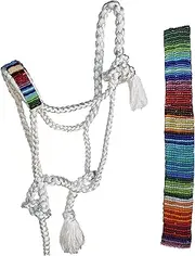 CHALLENGER Nylon Horse Western Beaded Noseband Braided Mule Tape Halter Lead Rope 606RT40WH