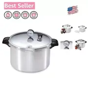 Heavy-Duty Silver Aluminum 16-Quart Pressure Canner & Cooking Rack Included