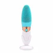 Electric Silicone Facial Cleansing Brush Face Pore Cleaner Ultrasonic Vibration Waterproof Face Washing Tool Beauty Machine Blue Colour