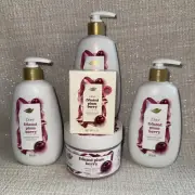 5 Dove Frosted Plum Berry Set Holiday Body Scrub, Bar Soap, Hand Soap
