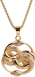 [Generic] Men Stainless Steel Snakes Biting Each Other's Tail Necklace