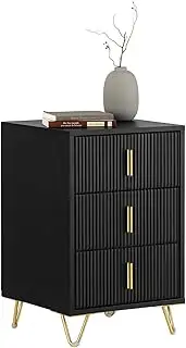 SoBuy Black Nightstand Bedside Coffee Table with 3 Drawers FBT115-L-SCH