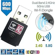 Dual Band 600Mbps 2.4GHz 5GHz USB WiFi Wireless Dongle AC600 Lan Network Adapter
