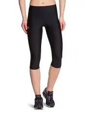 * Under Armour UA Authentic 17" Inch Compression Capri Tights; Blk / Slvr; Large