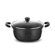 Maifan Stone Non-Stick Soup Pot with Lid Dual-Handle Cookware Black