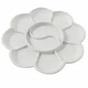 Plastic 10 Compartment Watercolor Mixing Plate Paint Palette White Ofmsd