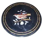 36" Round Marble Center Table Dining Table Top Precious Sitting Bird Inlay work