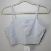 Fabletics Cloud Seamless Midi Bralette Rib-Knit Heather Grey Size L Large NWT